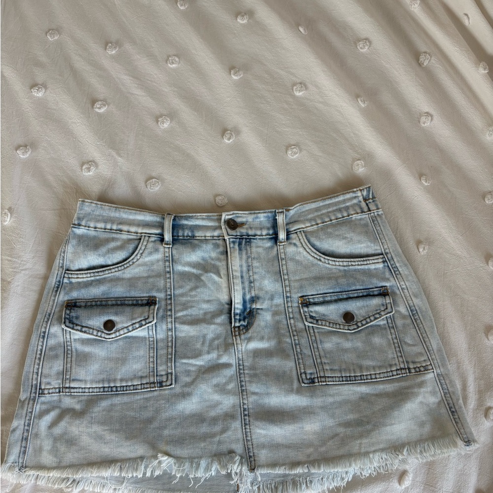 Aerie Light Blue Denim Skirt